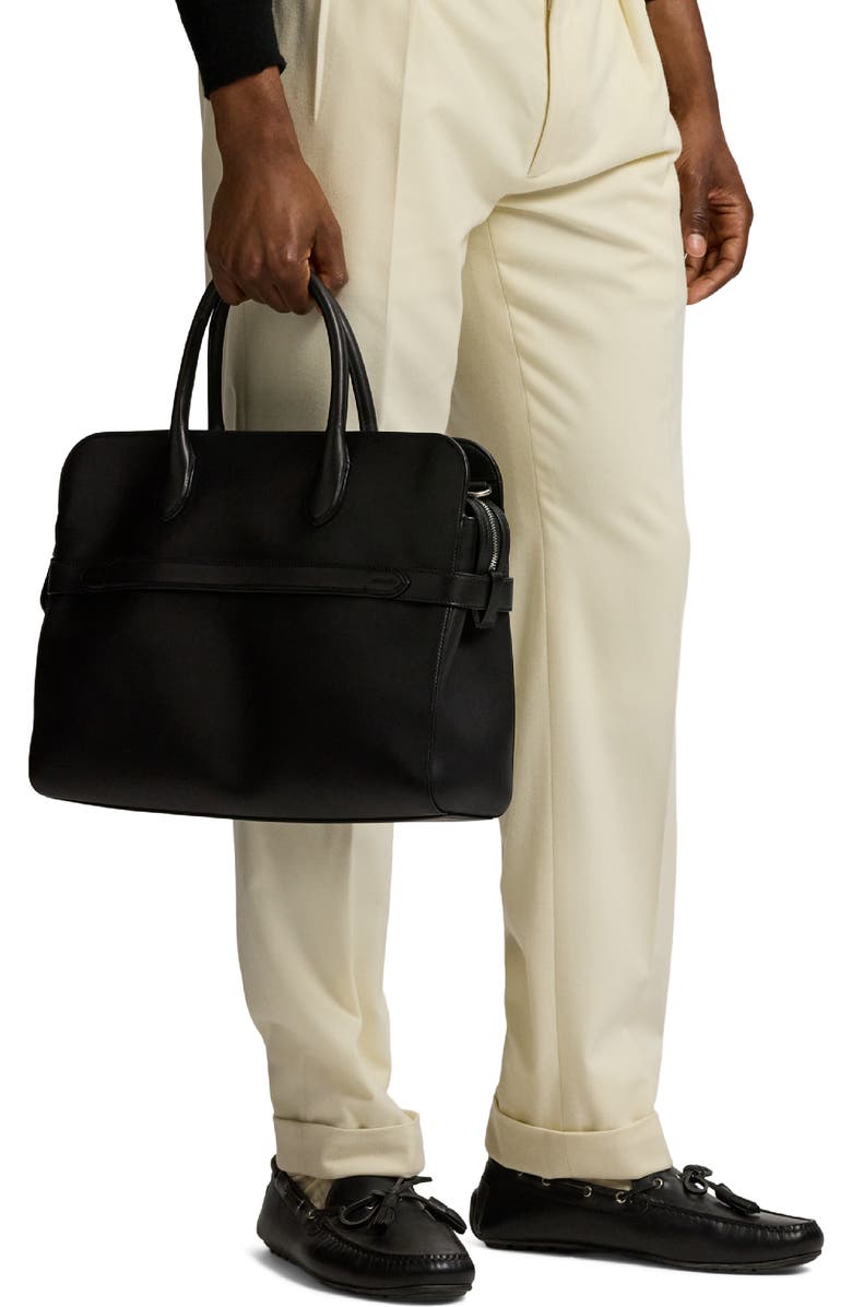 Ralph Lauren Purple Label Bedford Calfskin Leather Briefcase, Alternate, color, Black