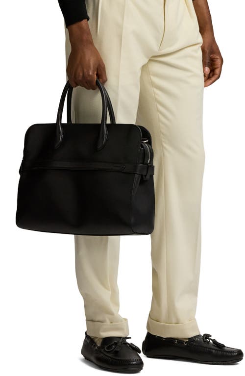 Ralph Lauren Purple Label Bedford Calfskin Leather Briefcase In Black