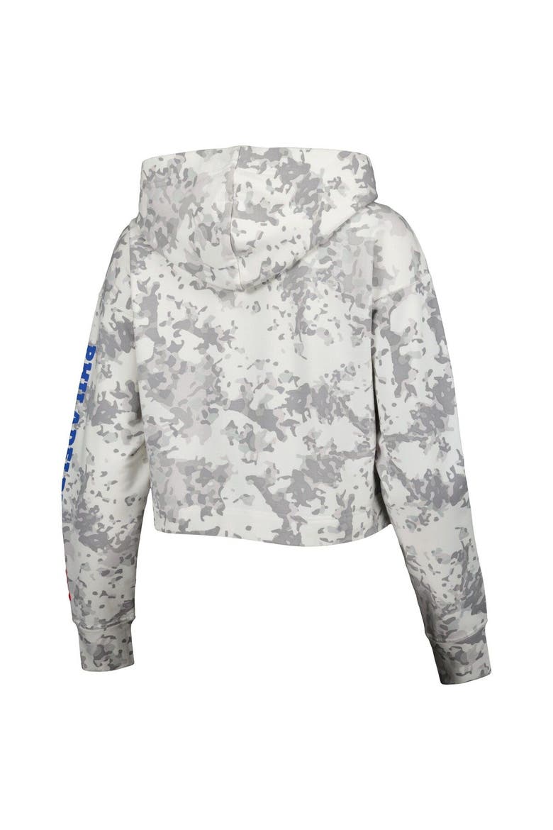 Women's Lusso Gray/White Philadelphia 76ers Maia Tri-Blend Cropped Quarter-Zip Top, Alternate, color, Gray