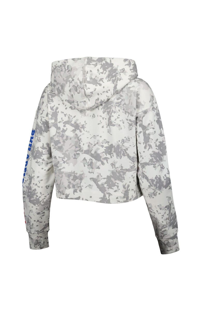 LUSSO Women's Lusso Gray/White Philadelphia 76ers Maia Tri-Blend Cropped Quarter-Zip Top, Alternate, color, Gray