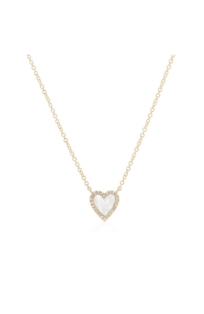 The Lovery Fine Jewelry Mini Mother of Pearl Diamond Halo Heart Necklace, Main, color, Mother Of Pearl