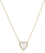 The Lovery Fine Jewelry Mini Mother of Pearl Diamond Halo Heart Necklace
