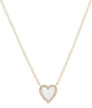 The Lovery Fine Jewelry Mini Mother of Pearl Diamond Halo Heart Necklace