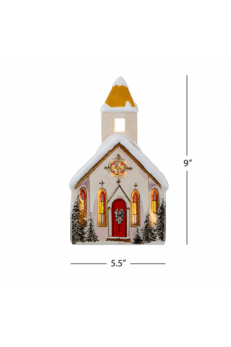 9 in. Vintage Ceramic Village - Church, Alternate, color, Multicolored