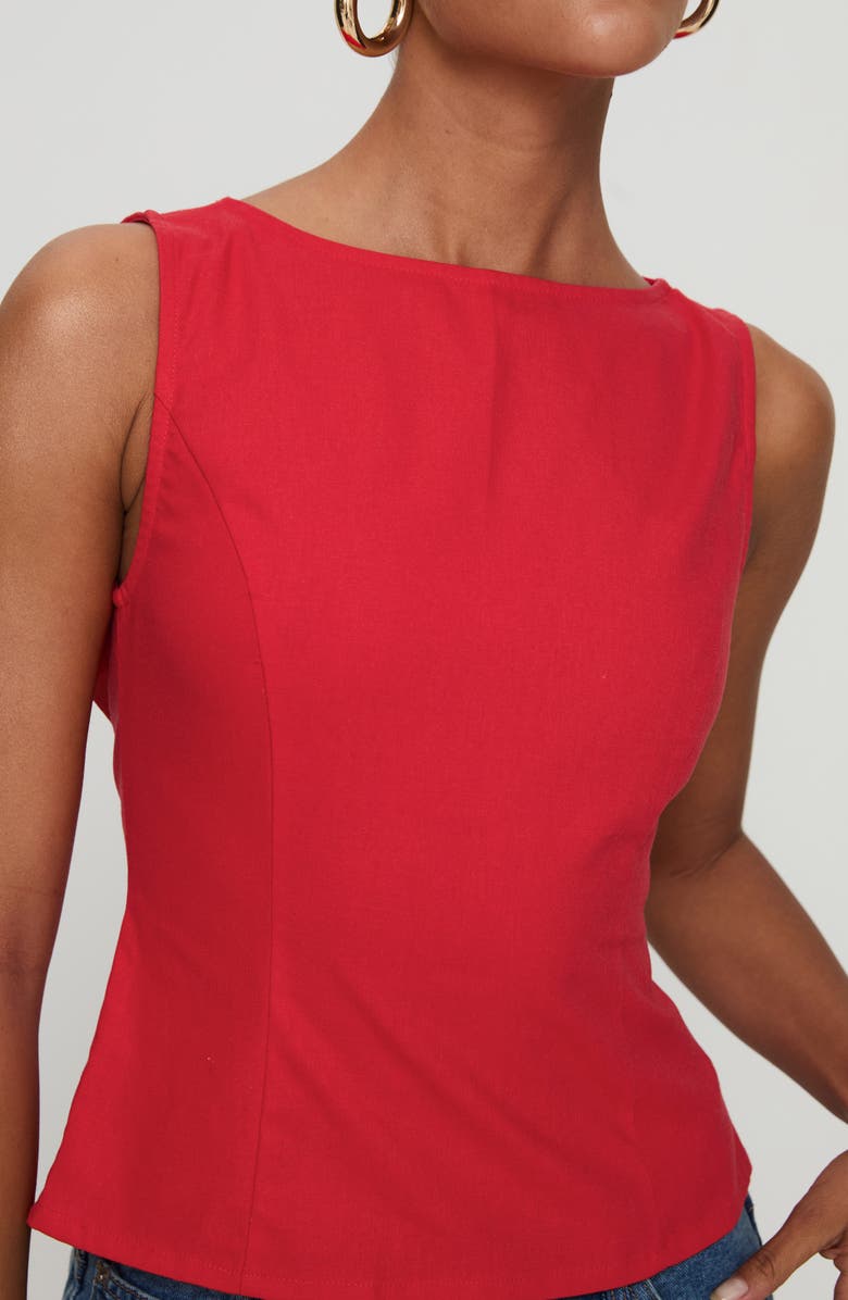 Princess Polly Lilitina Open Back Cotton & Linen Tank, Alternate, color, Red