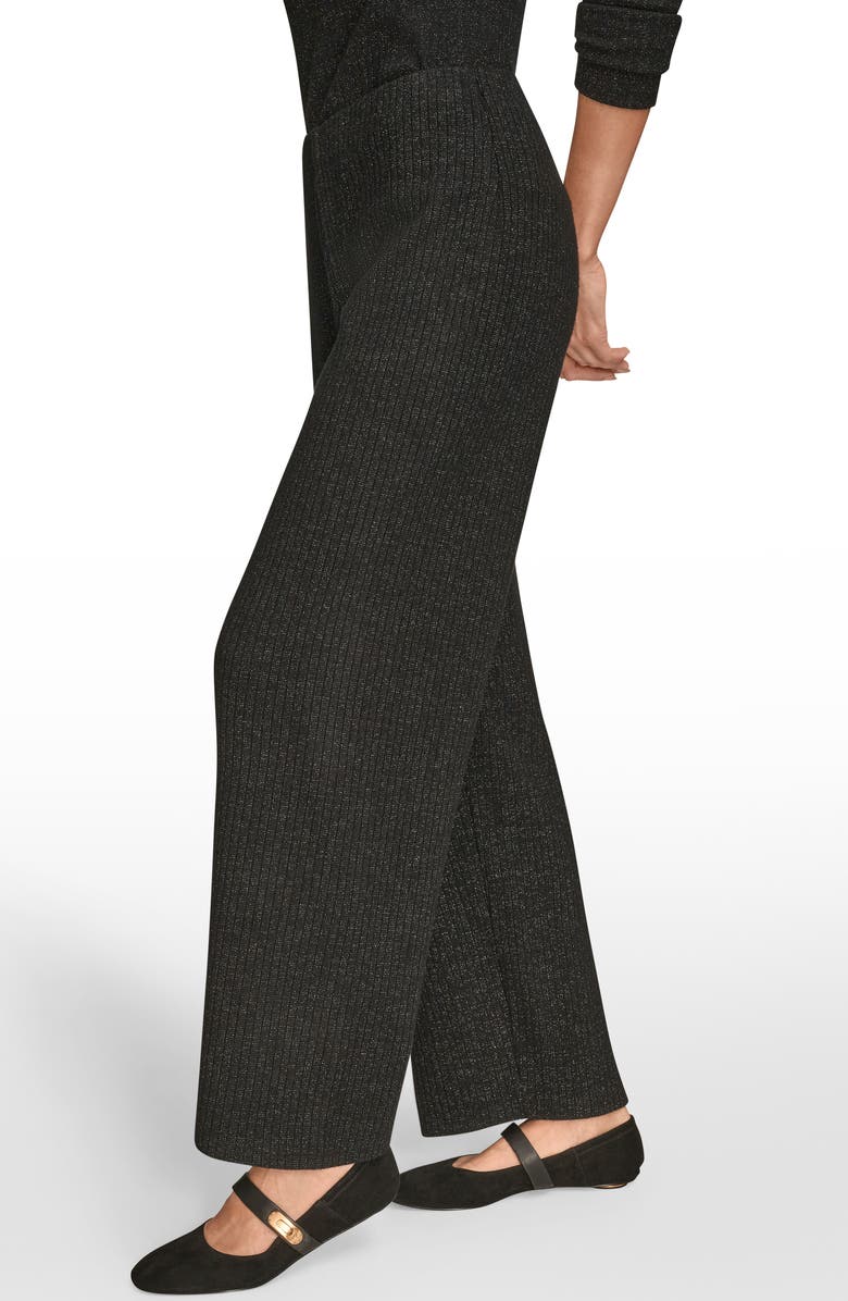 Donna Karan New York Wide Leg Rib Sweater Pants, Alternate, color, Black