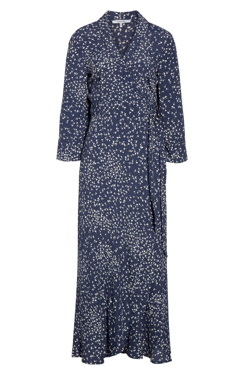 Ganni Barra Crepe Wrap Dress, Alternate, color,