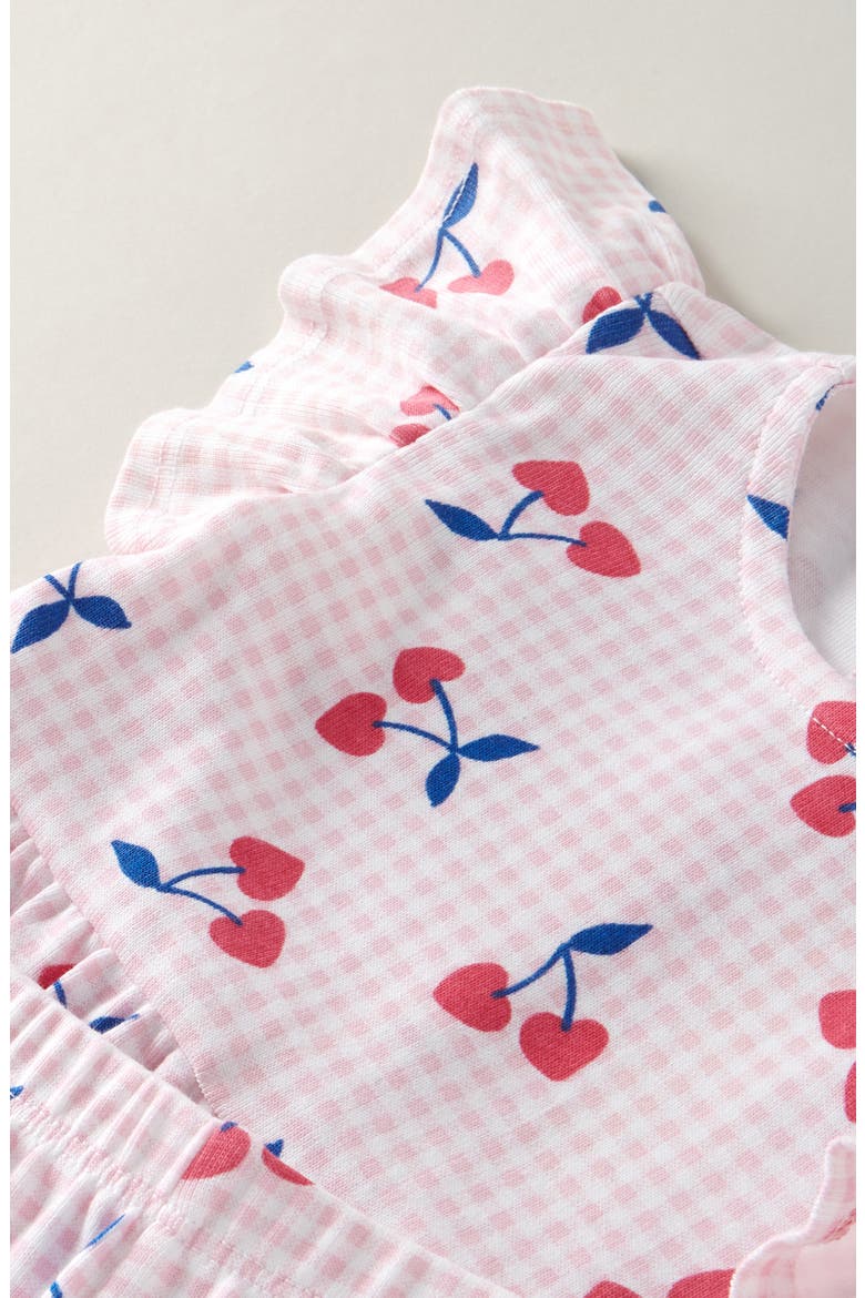 Flutter Cotton T-Shirt & Shorts Set, Alternate, color, PINK LAVENDER CHERRY PICNIC