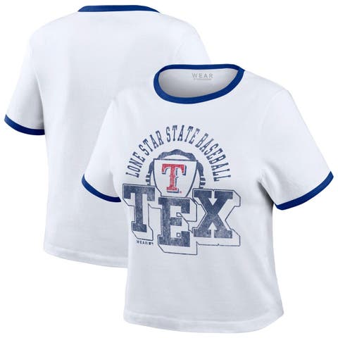 Women's WEAR by Erin Andrews  White Texas Rangers Ringer Baby T-Shirt