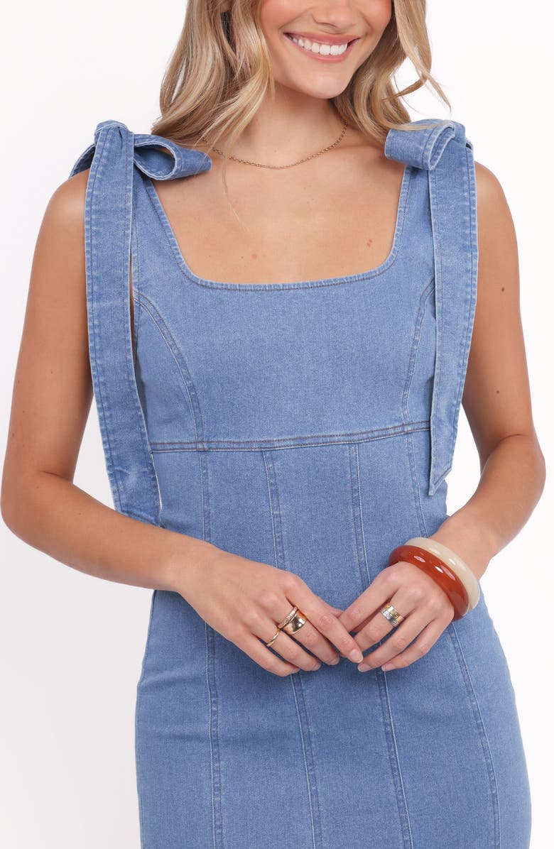 Petal & Pup Eugenia Tie Strap Denim Midi Dress, Alternate, color, Indigo Denim