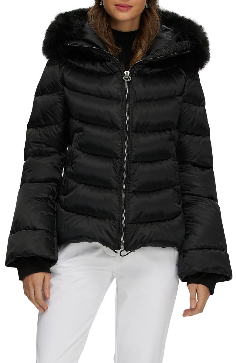 GORSKI Apres-Ski Short Jacket With Detachable Toscana Trim, Alternate, color, Black/Black