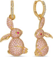 EYE CANDY LOS ANGELES Happy Bunny Cubic Zirconia Drop Huggie Hoop Earrings