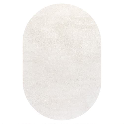 Jonathan Y Haze Solid Low-pile Oval Area Rug In Beige/ecru