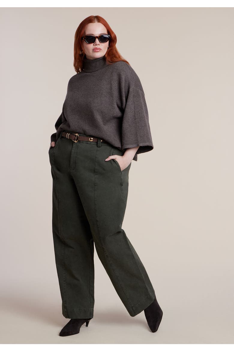Boxy Three Quarter Sleeve Turtleneck, Alternate, color, SHAVED CHOCOLATE