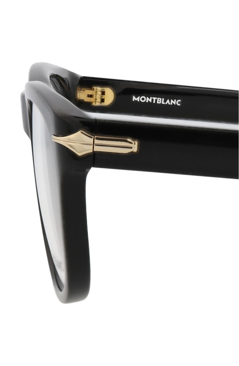 Montblanc 55mm Square Optical Glasses, Alternate, color, Black Black Transparent