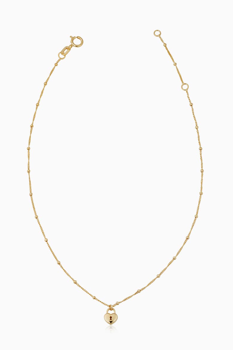 14K Yellow Gold Unlock My Heart Anklet, Main, color, Yellow Gold