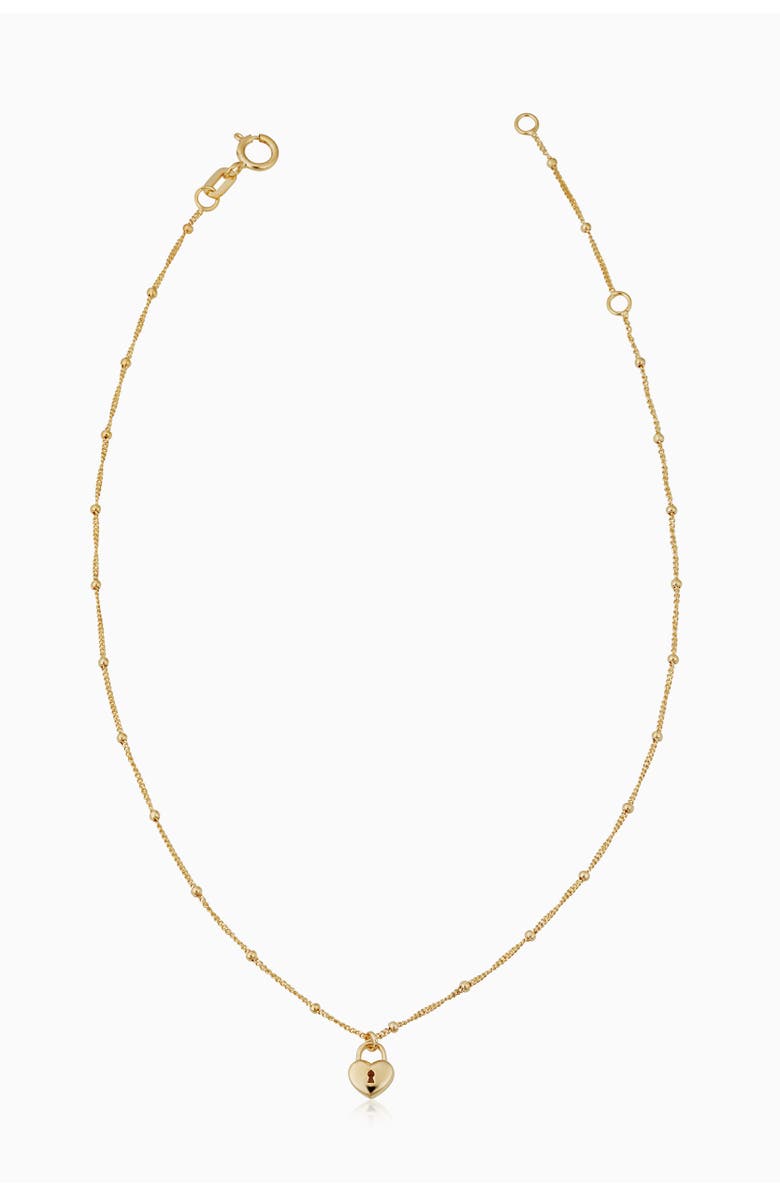 Oradina 14K Yellow Gold Unlock My Heart Anklet, Main, color, 