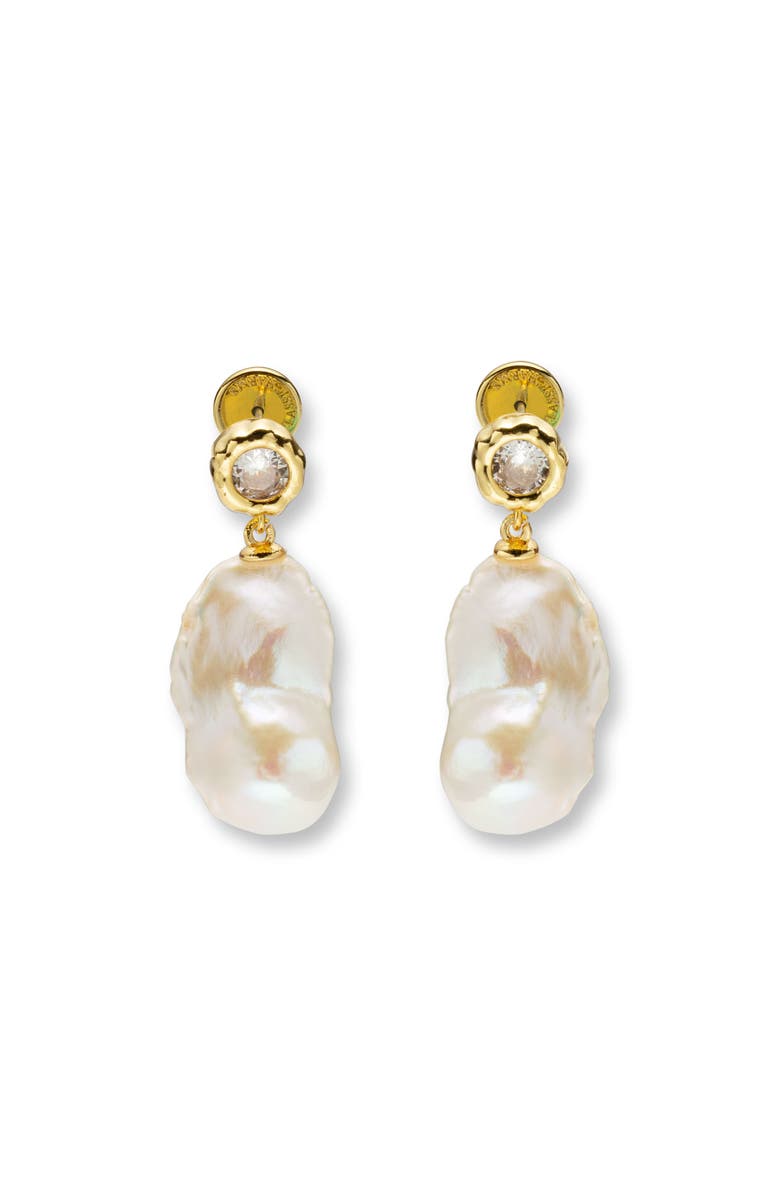 Classicharms Skyler Freshwater Baroque Pearl Drop Earrings, Main, color, Gold/Clear
