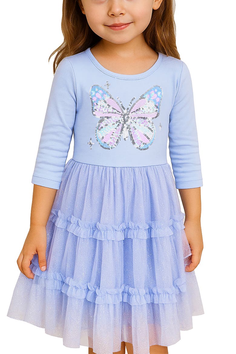 Kids' Butterfly Sequin Dress, Alternate, color, PERIWINKLE