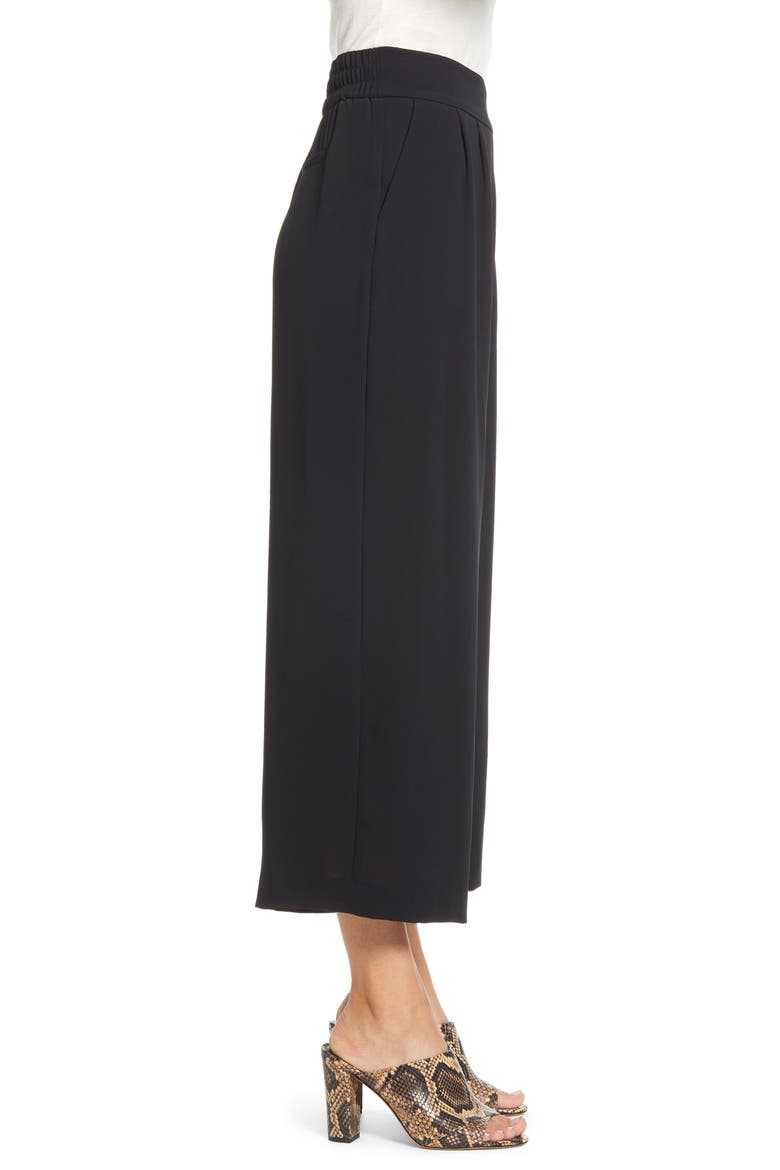 Wide Leg Crepe Trousers, Alternate, color, RICH BLACK
