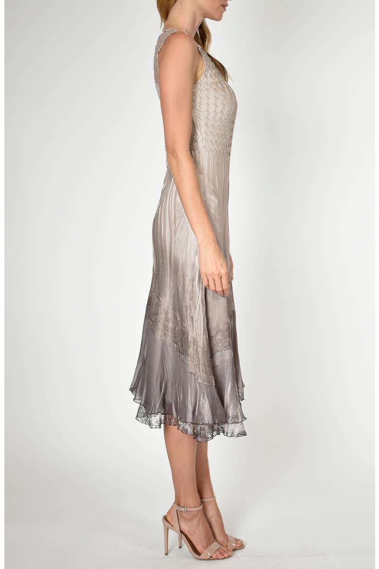 Beaded Charmeuse & Chiffon Tiered Dress with Jacket, Alternate, color, BEACH CAFE OMBRE