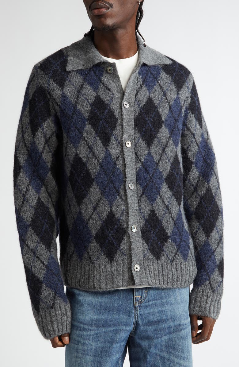 OUR LEGACY Evening Argyle Alpaca Blend Cardigan, Main, color, 