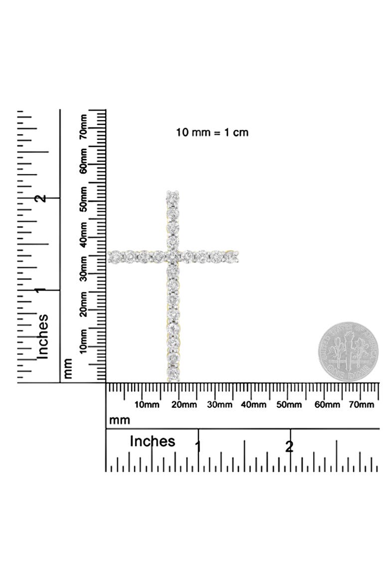 10K Yellow Gold Plated Silver 4.0 Cttw Diamond Cross Pendant Necklace, Alternate, color, Yellow
