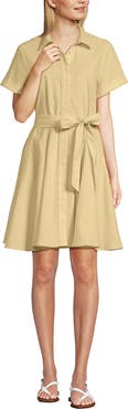 Lands' End Linen Blend Button Front Dress with Godets