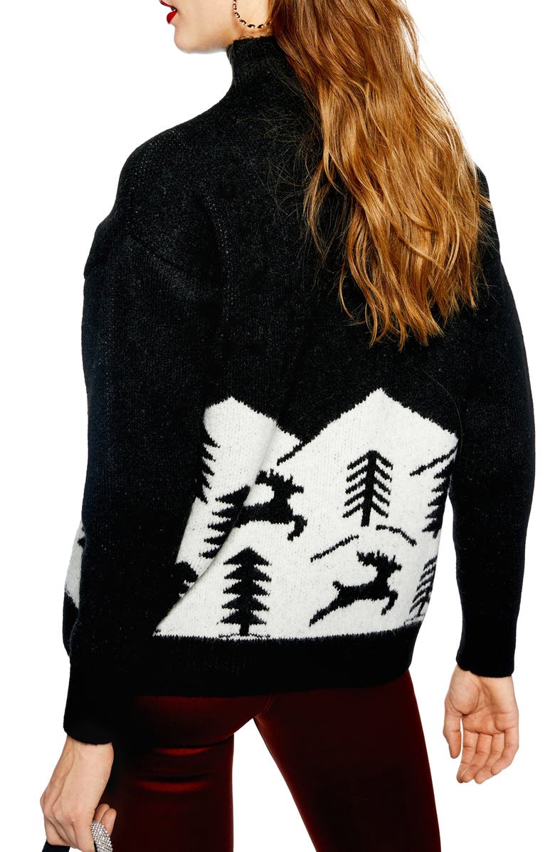 Topshop Joyeux Noël Christmas Sweater, Alternate, color, 