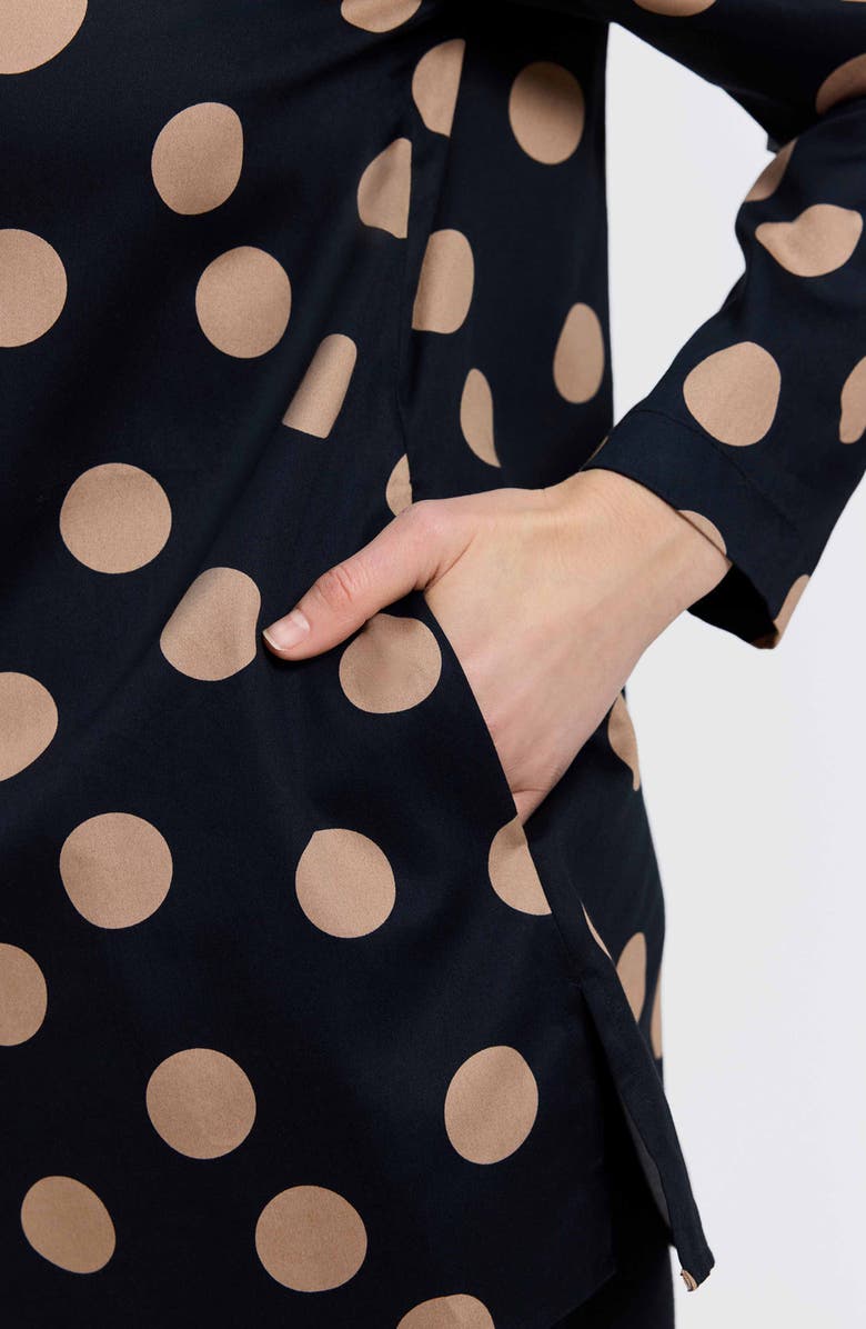 Foxcroft Carolina Dot Print Cotton Button-Up Shirt, Alternate, color, Black/ Almond