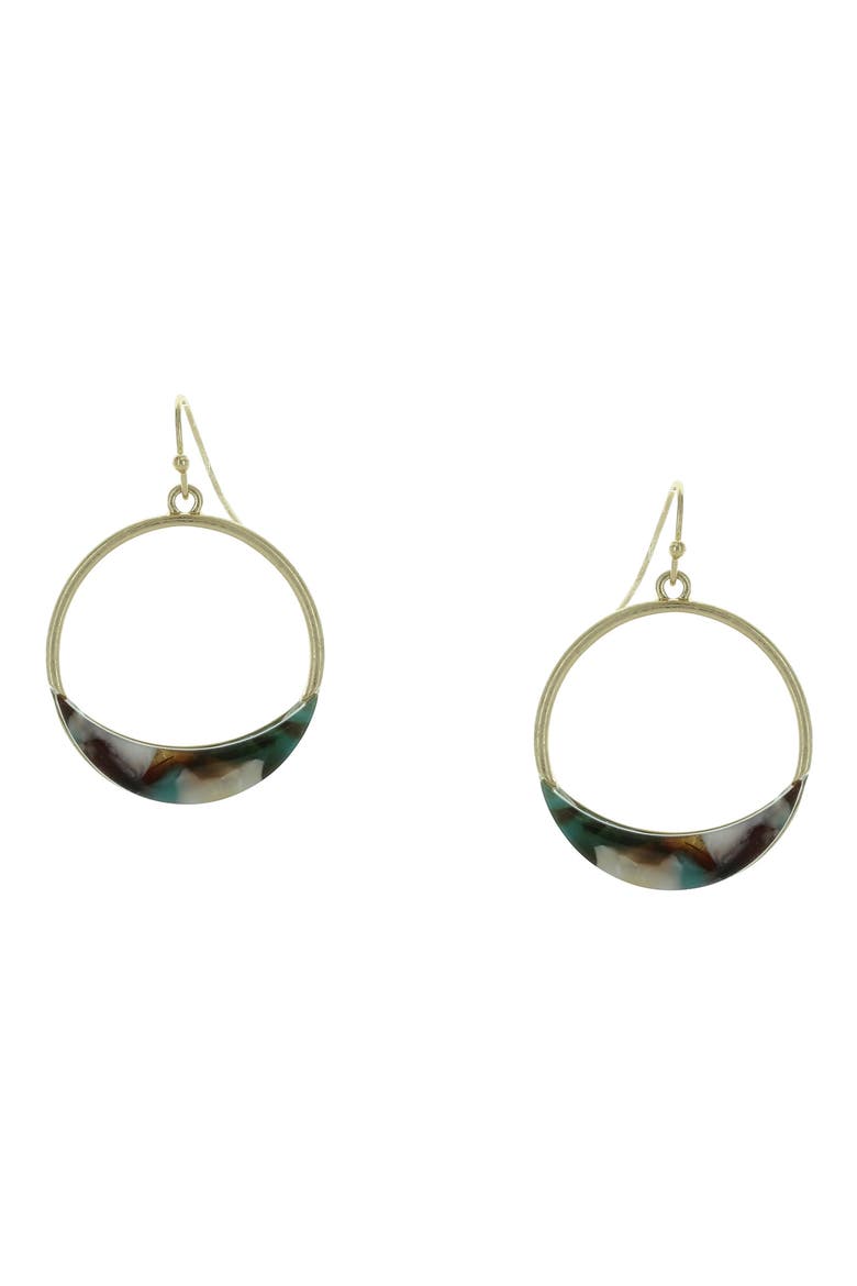 Lonnie Resin Hoop Drop Earrings, Main, color, WORN GOLD-MULTI