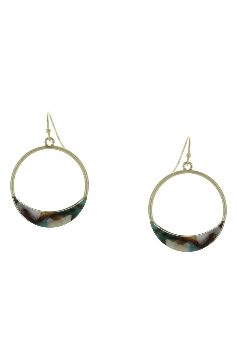 OLIVIA WELLES Lonnie Resin Hoop Drop Earrings, Main, color, Worn Gold-Multi
