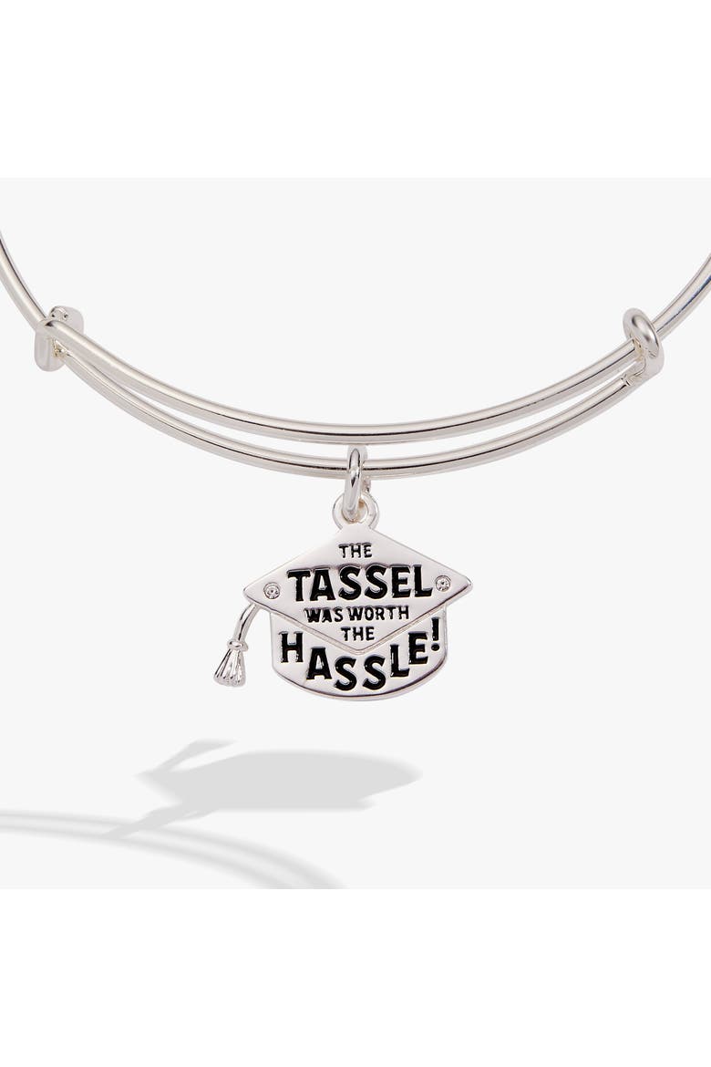 "The Tassel Was Worth The Hassle" Charm Bangle, Alternate, color, Silver