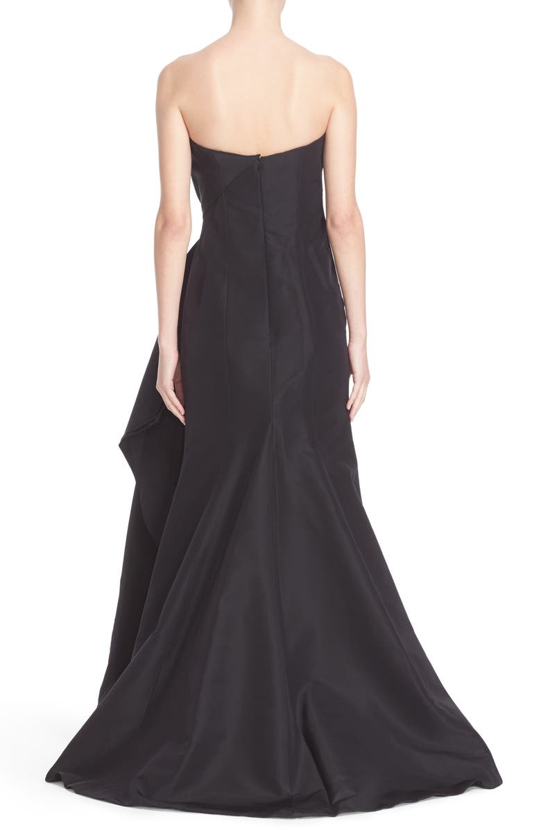 Carolina Herrera Bow Detail Strapless Silk Faille Gown, Alternate, color, 