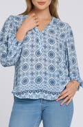 NYDJ Print Puff Shoulder Top