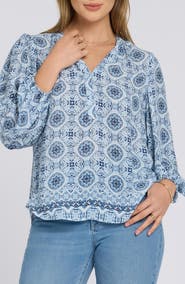 NYDJ Print Puff Shoulder Top