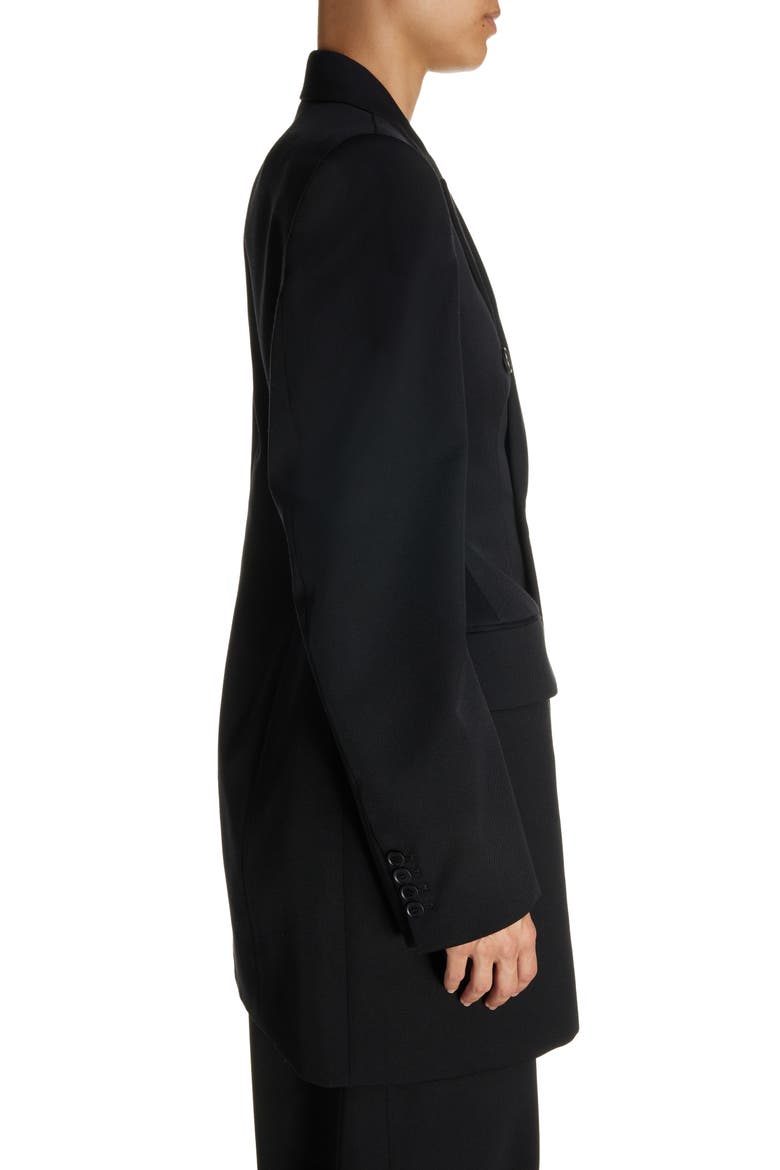 Clinched Hourglass Double Breasted Wool Gabardine Blazer, Alternate, color, BLACK