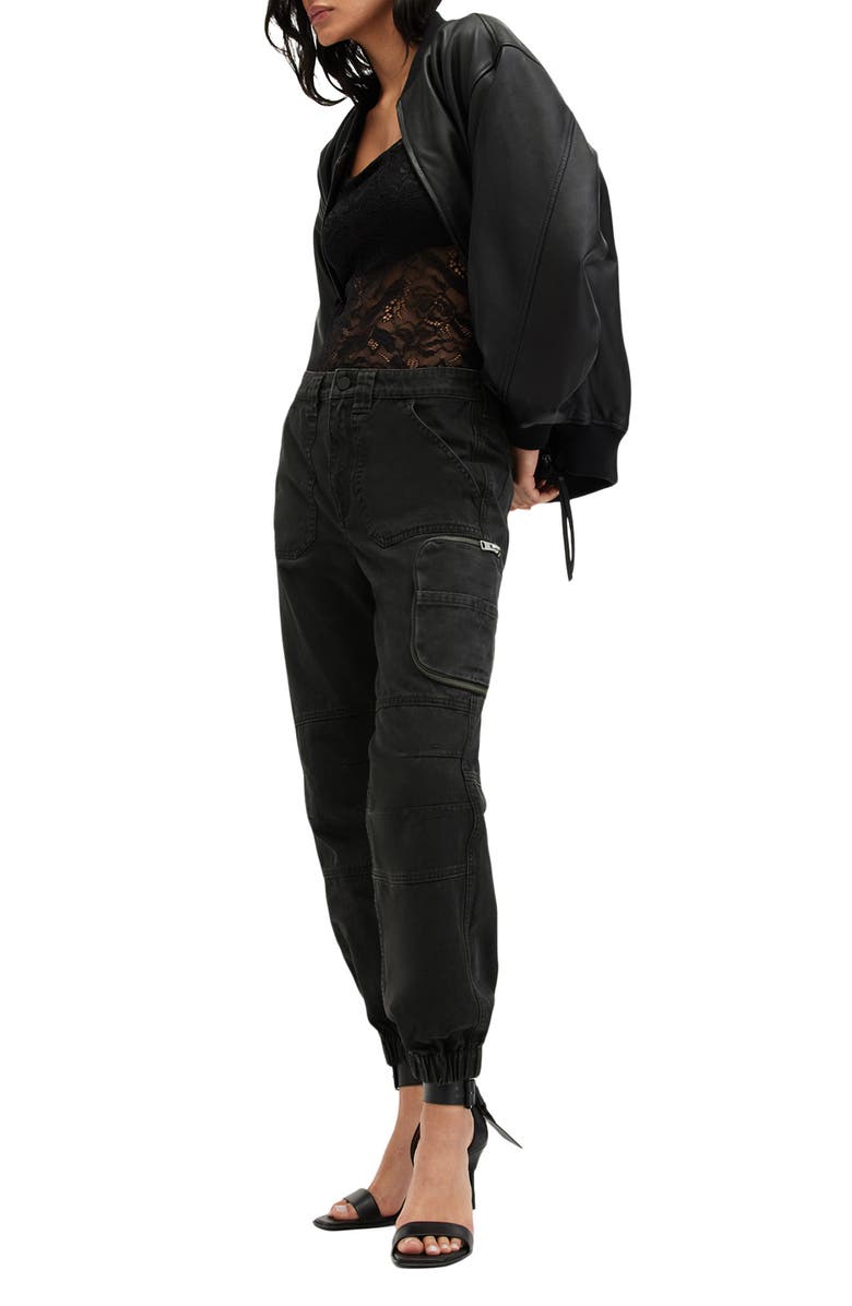 AllSaints Florence Cargo Joggers, Alternate, color, Washed Black