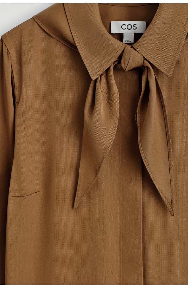 COS Scarf-Detail Dropped-Waist Mini Dress, Alternate, color, Brown