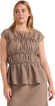 Haven Well Within Linen Shirred Sleeveless Top