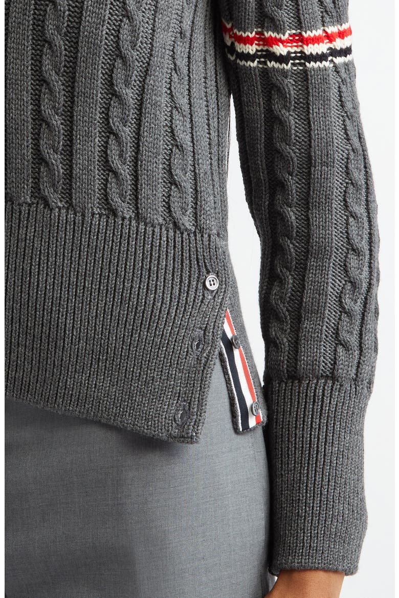 Cable Knit Virgin Wool V-Neck Sweater, Alternate, color, MEDIUM GREY