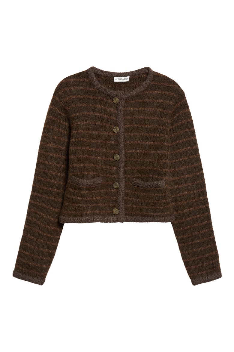 Mack Striped Alpaca Blend Jacket, Main, color, FUDGE
