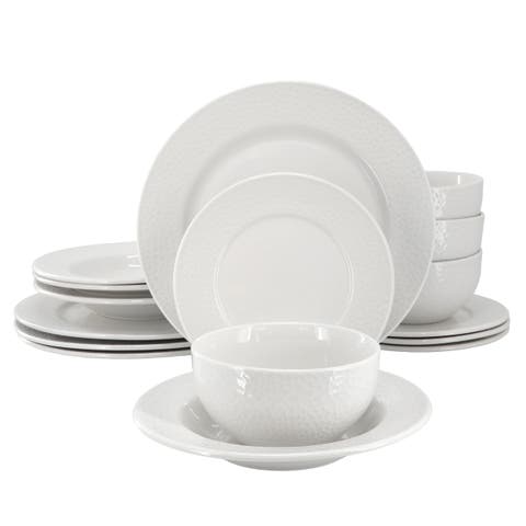 Soyer 16 Piece Textu Design Double Bowl Porcelain Dinnerware Set
