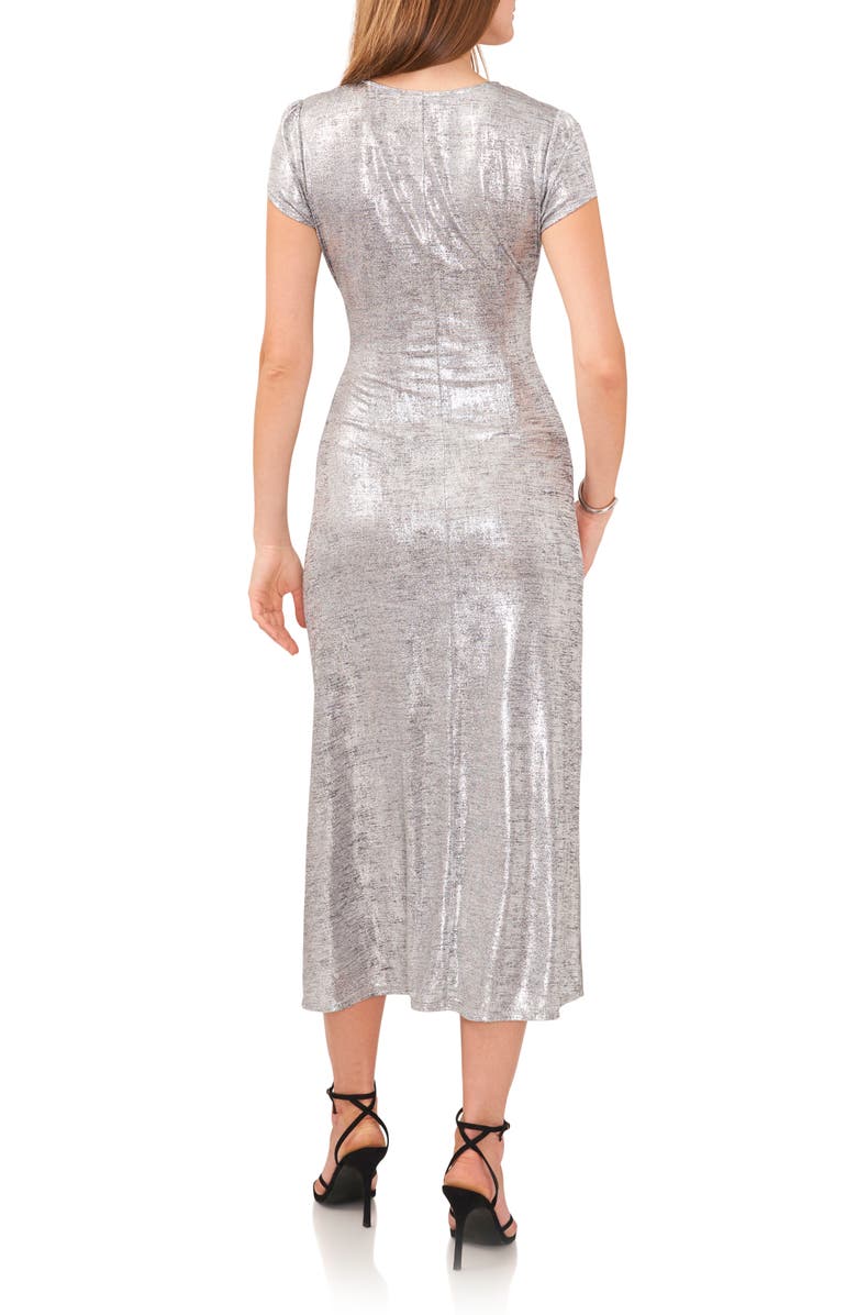 Vince Camuto Foil Ruched Cocktail Midi Dress, Alternate, color, 