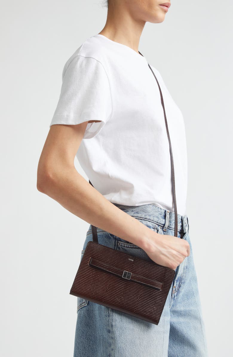 TOTEME Belted Lizard Embossed Crossbody Bag, Alternate, color, Brown