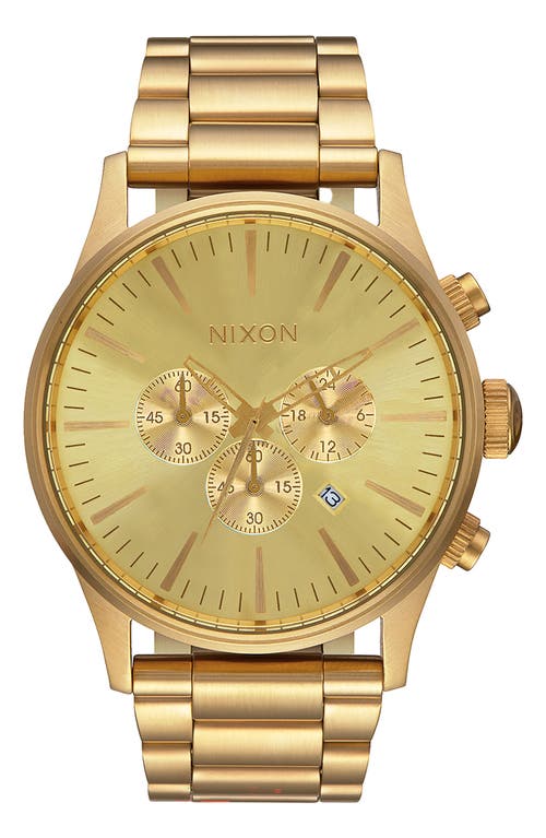Nixon Sentry Chronograph Bracelet Watch, 42mm in All Gold 