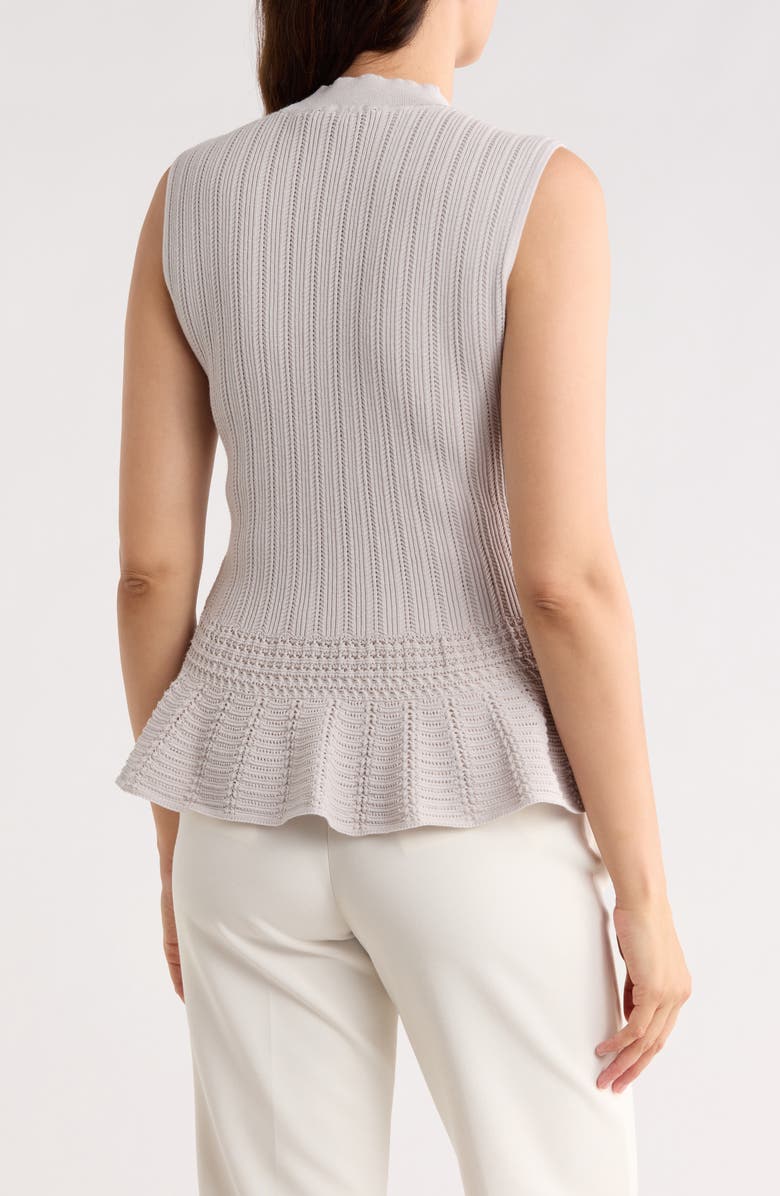 T Tahari Pointelle Peplum Sweater Tank, Alternate, color, Pale Platinum