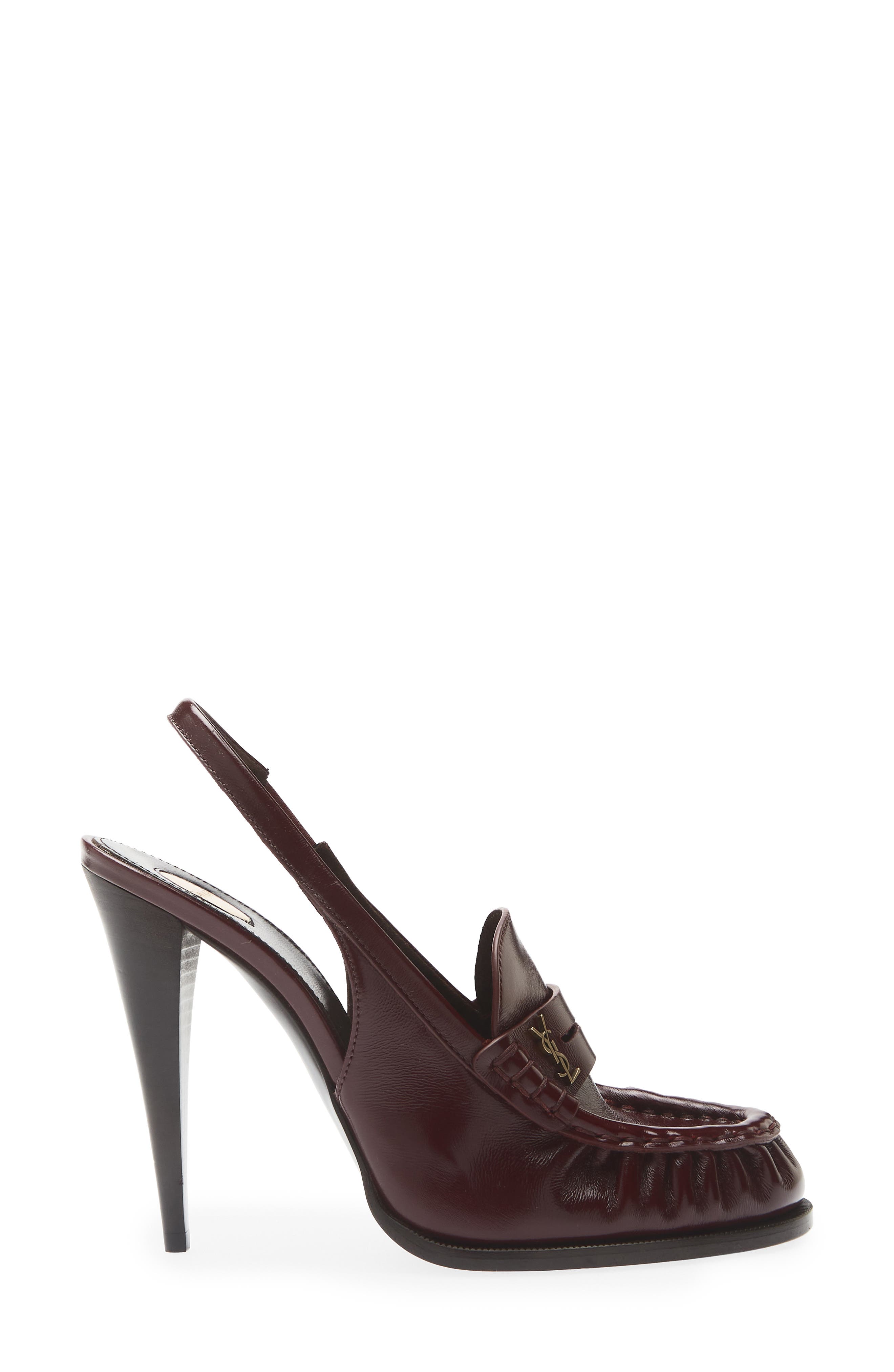 Loafer Slingback Pump, Alternate, color, VINTAGE BORDEAUX