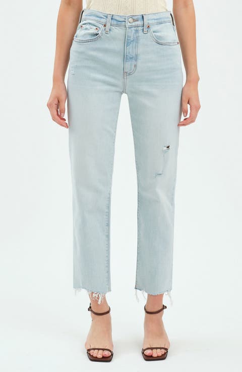 Straight Up Raw Hem Crop Jeans (Swoon Vintage)