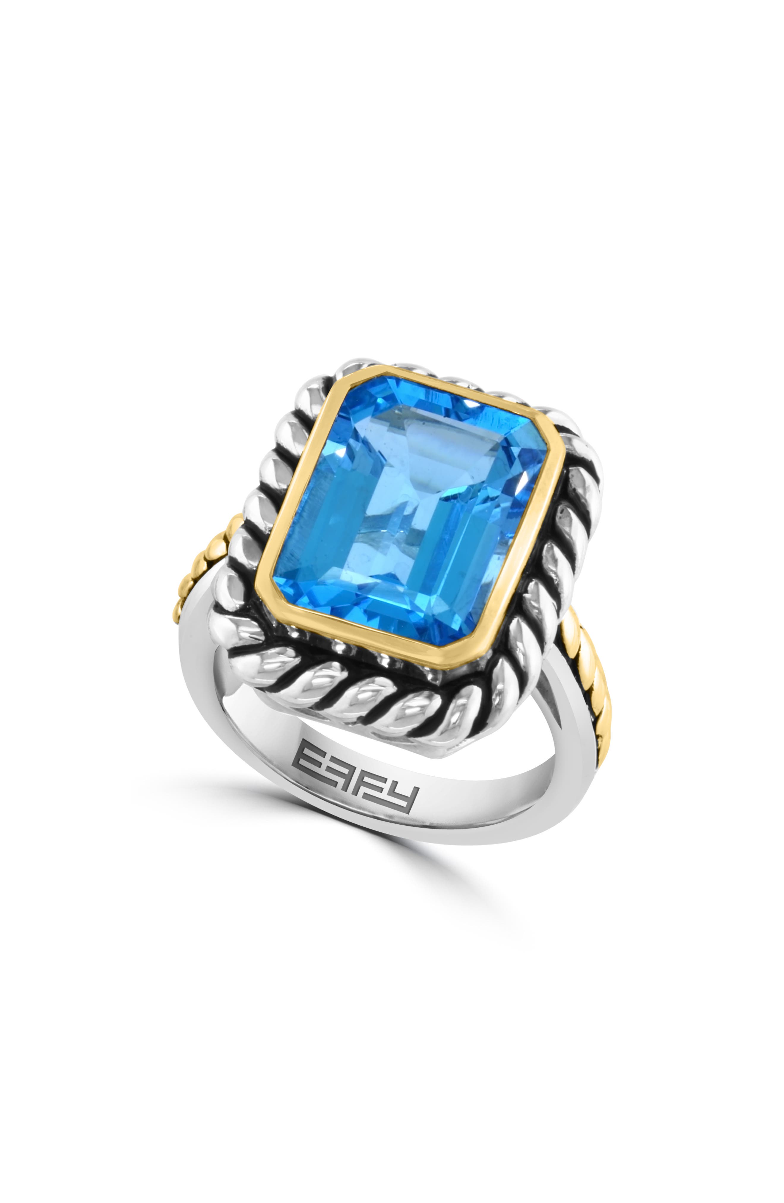EFFY Two Tone Blue Topaz Ring